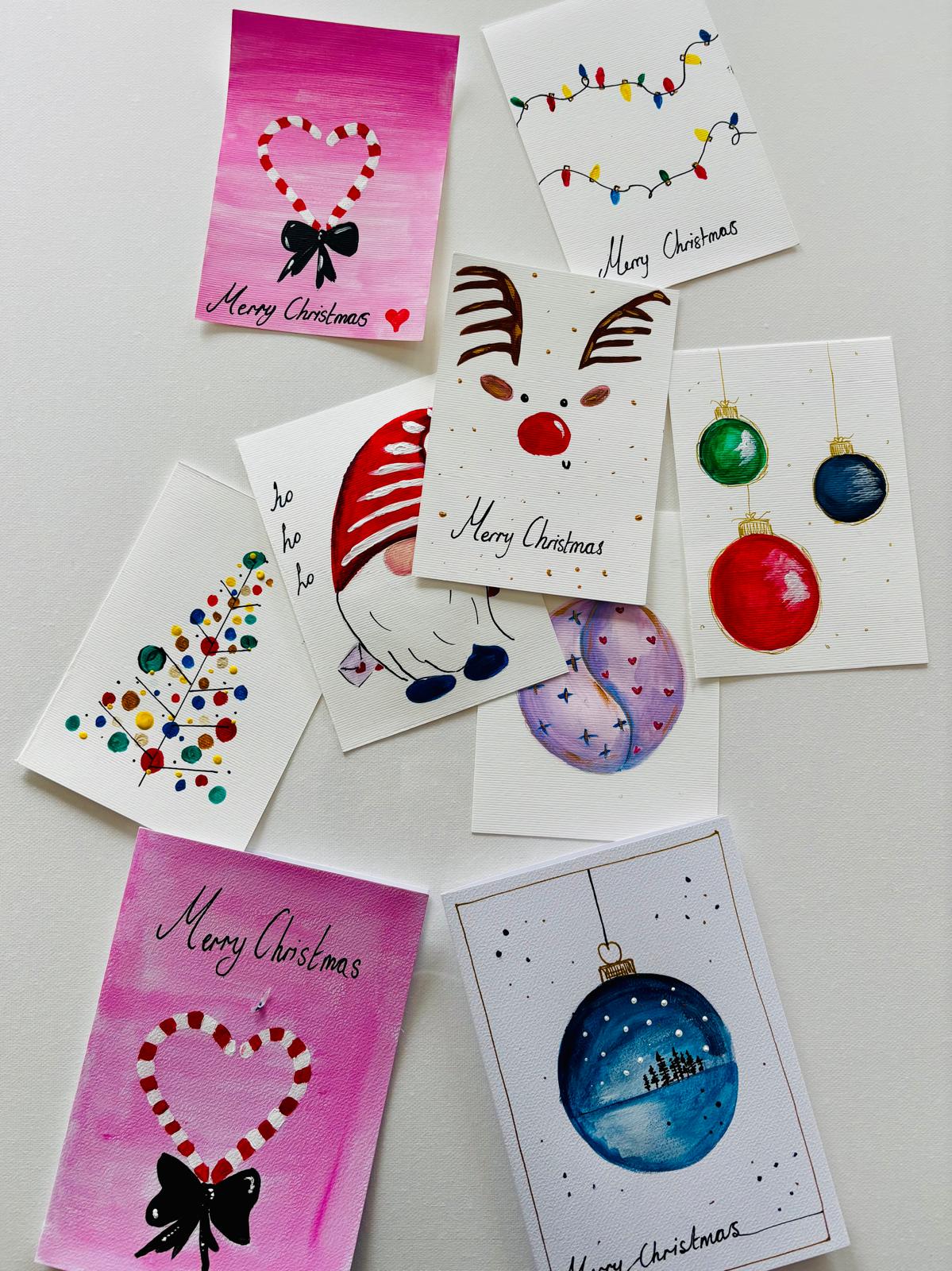 Paint and Sip Leamington Spa Christmas Card and Baubles